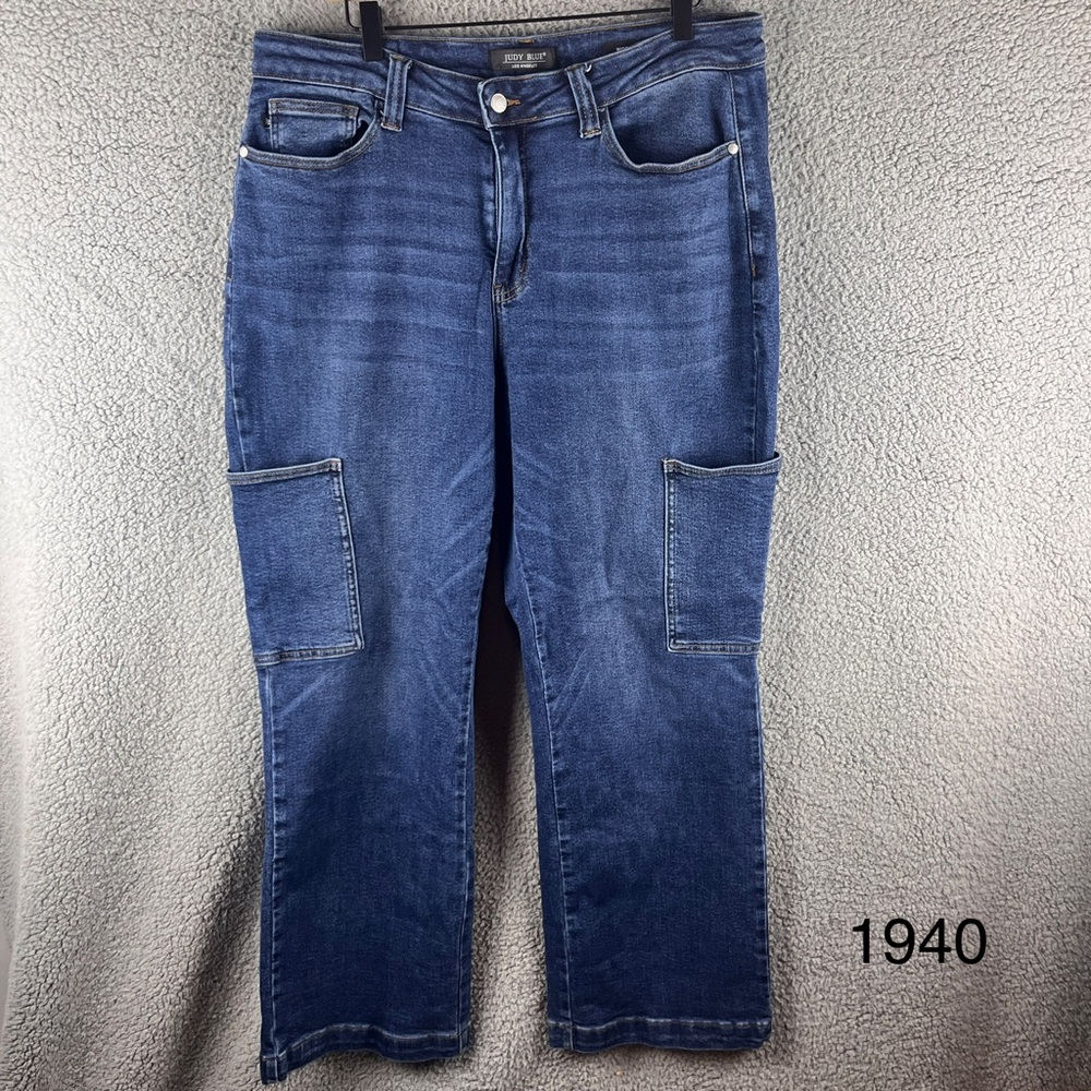 Judy Blue Women’s Straight Wide Leg Cargo Jeans Size 18W JB88725 DK